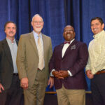 (L-R): TxDOT Traffic Safety Program Director Terry Pence, Director of the Center for Transportation Safety at TTI Robert Wunderlich, TTI Agency Director Greg Winfree and TxDOT Traffic Operations Division Director Michael Chacon.
