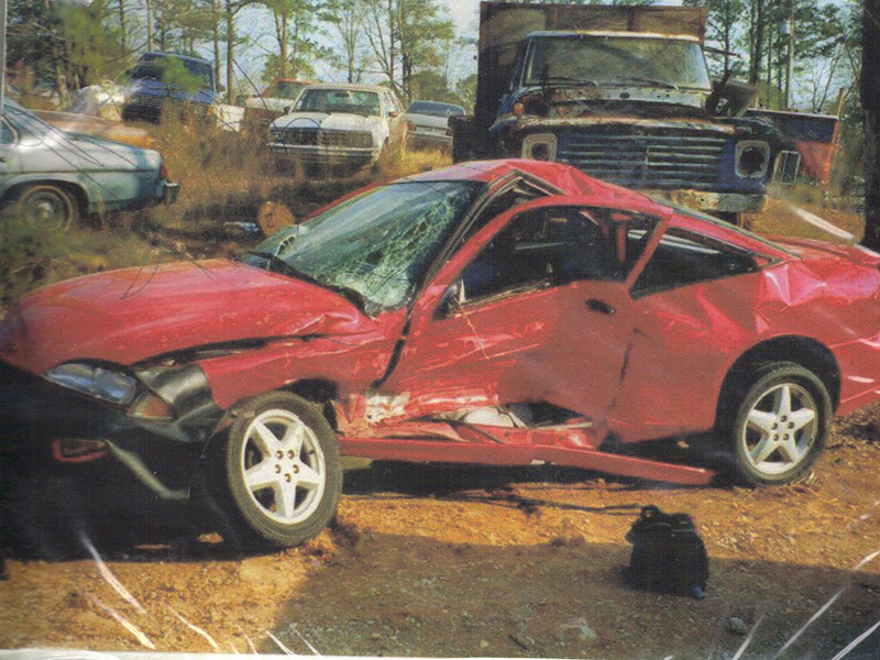wrecked car of Michele and Brooke Ice, 2018 Texas Child Passenger Safety Conference keynote speakers