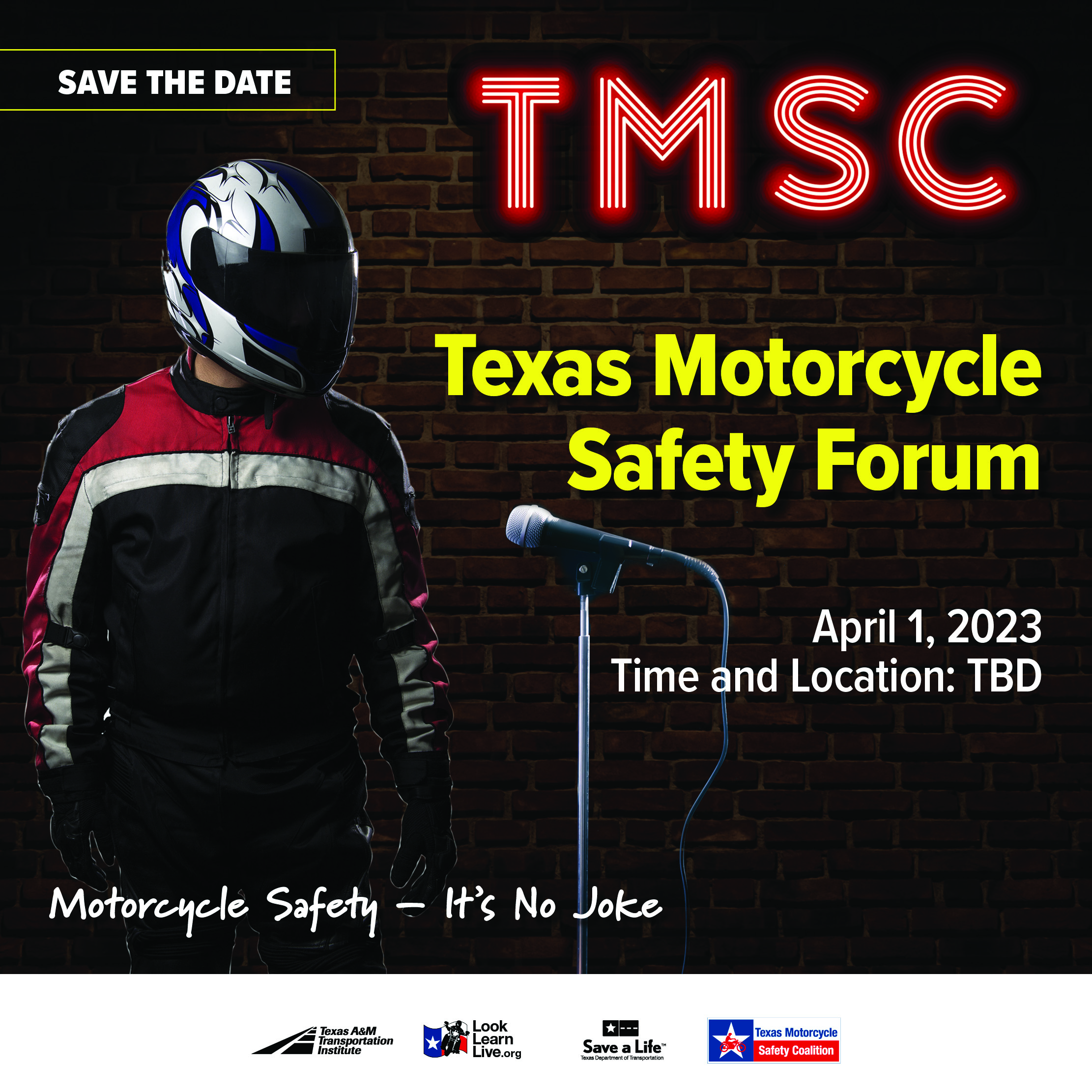 Save the date graphic for the 2023 Texas Motorcycle Safety Forum.